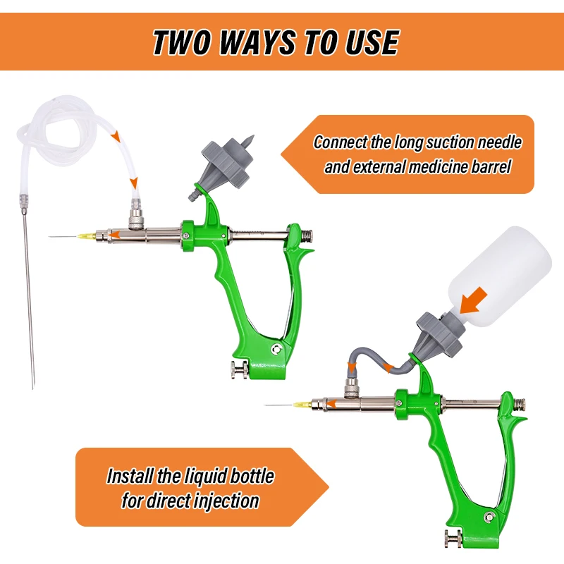 Jeringa automática continua para animales, inyección Veterinaria con botellas, Botella doble de vacuna, 2ml/5ml - imagen 4