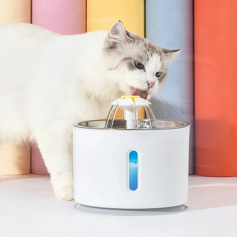 Fuente de agua automática para mascotas, alimentador de agua de acero inoxidable para perros, cuenco para mascotas, bebedero silencioso USB para gatos, dispensador de agua para mascotas con luz LED