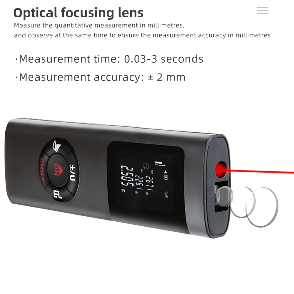 Medidor de distancia láser de 40M telémetro portátil carga USB herramientas de medida láser Trena telémetro Digital con medida de ángulo - imagen 2