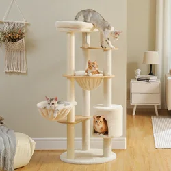 Árbol rascador multipiso con hamaca, túnel y rascadores de sisal para gatos