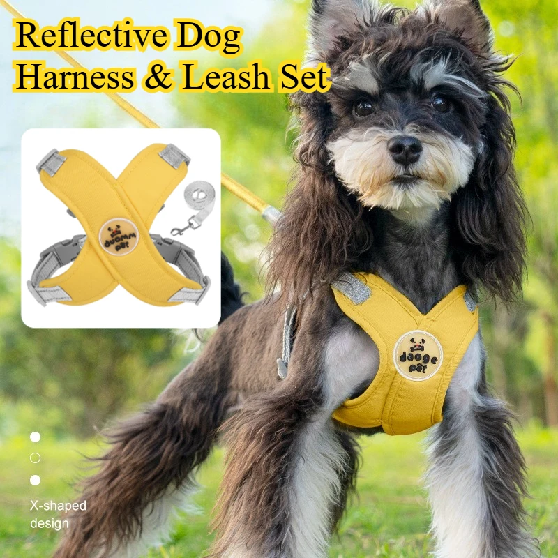 Juego de arnés reflectante para perros, chaleco de malla transpirable en forma de X para perros pequeños y medianos, equipo ajustable para exteriores - imagen 2