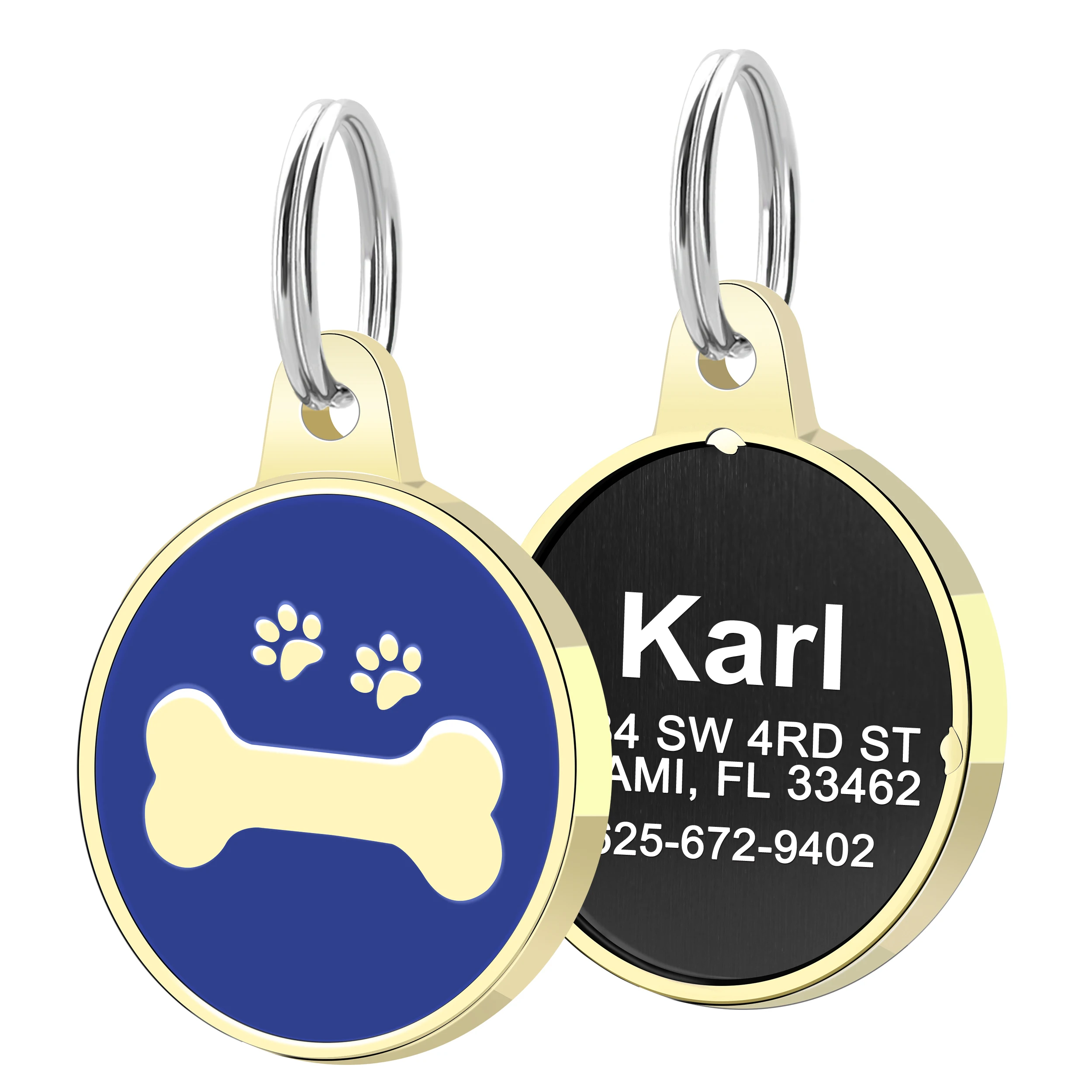 Etiqueta de identificación de perro de Metal, etiquetas de nombre personalizadas para perros, placa de identificación antipérdida grabada personalizada para perros pequeños y medianos, accesorios para mascotas - imagen 3
