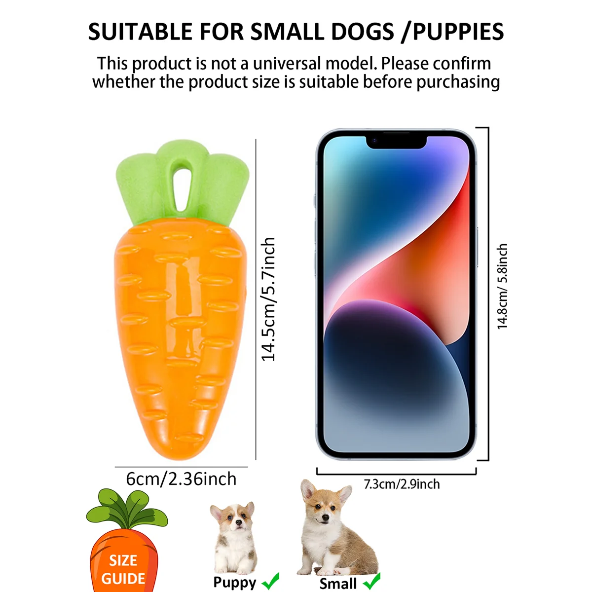 Juguete indestructible para perros con forma de zanahoria, molar para masticar Dental para masticadores agresivos, perros pequeños y medianos, diámetro para cachorros de dentición - imagen 2