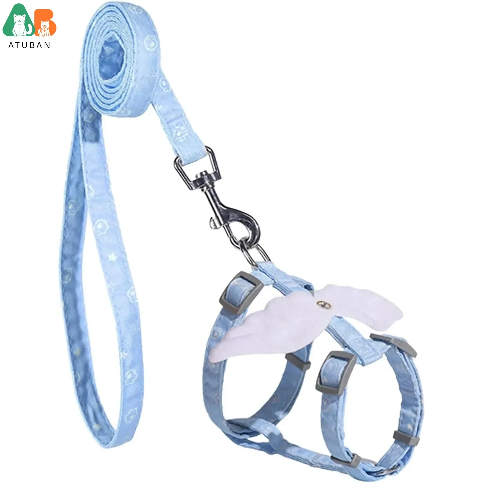 Correa ajustable para gatitos, arnés para gatos, correa para gatos, chaleco suave transpirable antiescape, adecuado para caminar al aire libre, correa para mascotas con alas de Ángel - imagen 3