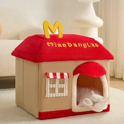 Casa cerrada para gatos que mantiene el calor en invierno, casa para gatos para las cuatro estaciones, productos para mascotas desmontables y lavables, suministros, accesorios para muebles