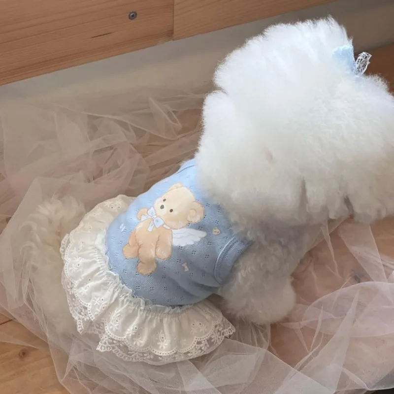 Vestido de encaje para gatos y perros pequeños y medianos transpirable