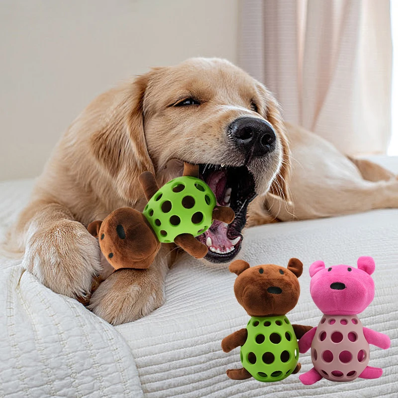 Perro colorido mapache sonido juguete de peluche rechinar los dientes resistencia a las mordeduras aburrimiento interactivo para acompañar perros grandes, pequeños y medianos - imagen 2