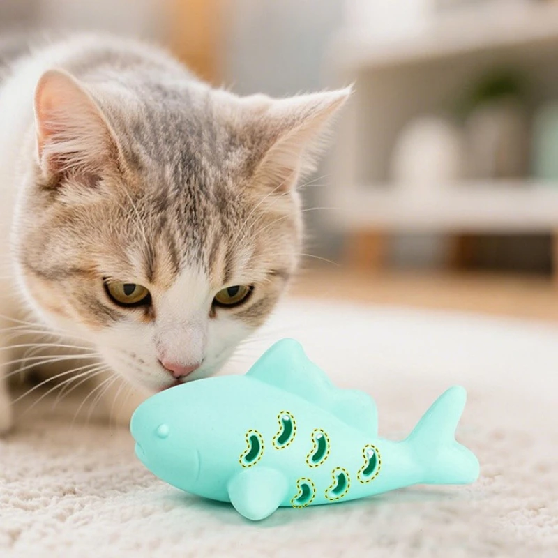 Alimentador de rompecabezas de pescado de silicona: juguete para gatos dispensador de golosinas de juego lento de ​ ​ Silicona segura para masticar - Mordedor dental para gatitos - imagen 2