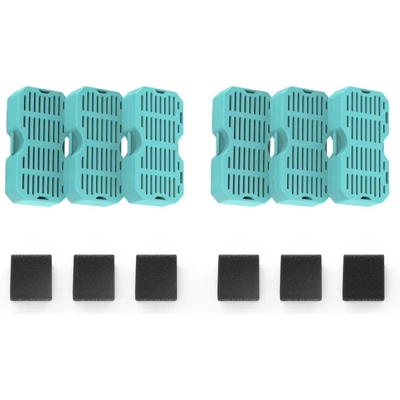 6 esponjas de carbono y 6 prefiltros para filtros de fuente de agua 2,2/3,2/ 7LCat, repuesto para fuentes cuadradas de gato de acero inoxidable