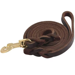 Correa extensible para perro en cuero suave con mosquetón de cobre