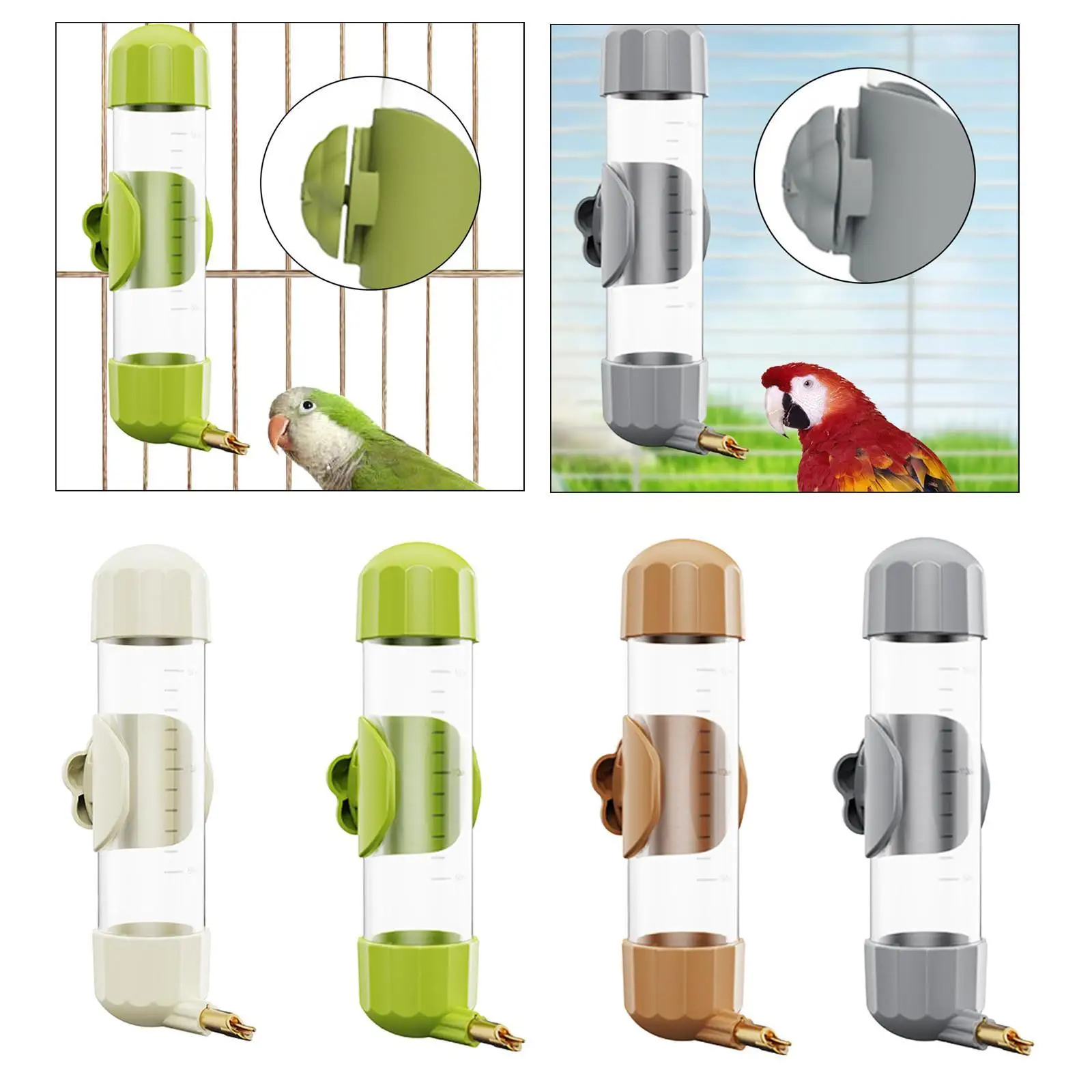 Parrot Automatic Drinking Water Feeder Detachable Cleaning Cage Hanging Dispenser for Bird Aviary Use - imagen 3