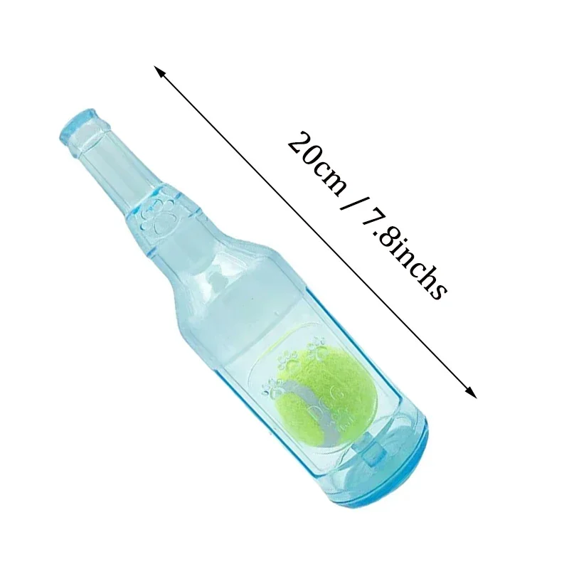 Juguete para masticar para mascotas, botella de cerveza resistente a mordeduras TPR con pelota de tenis, juguete para moler dientes de cachorro, juguetes interactivos para masticar perros - imagen 3