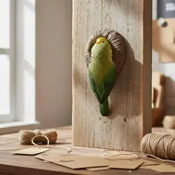 Escultura decorativa resina pájaro alimentando cría para jardín
