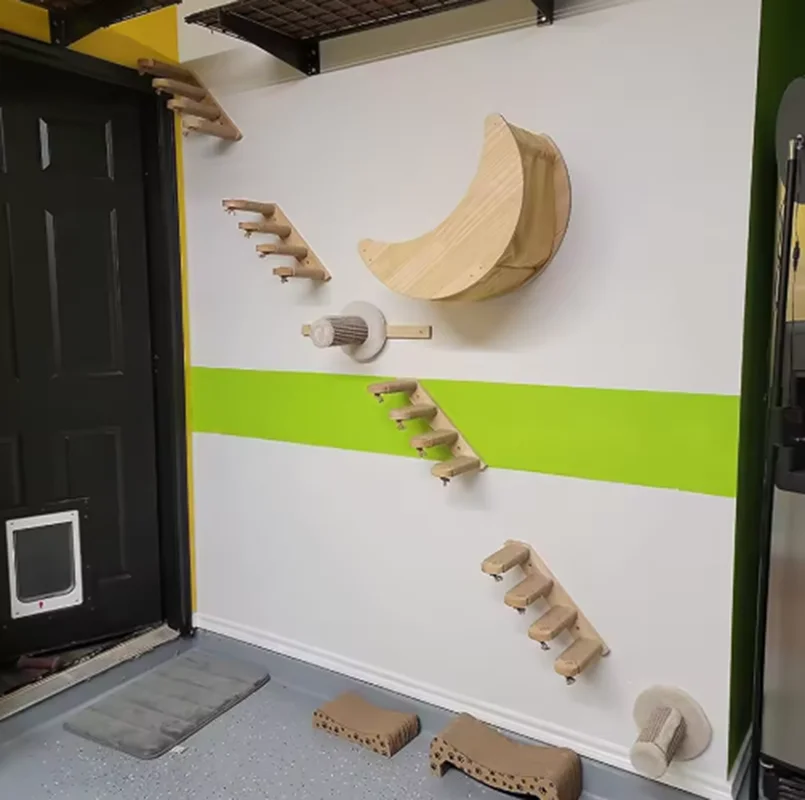Torre de árbol para gatos, escalones de fibra Agave, marco de escalada para gatos, poste rascador montado en la pared, gimnasio para interiores, cielo, pasarela para gatos, accesorios, Juguetes - imagen 5