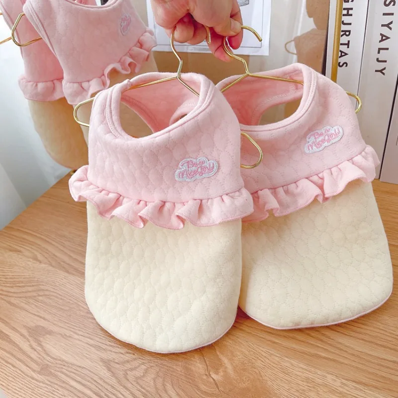 Chaleco sin mangas contrastante para mascotas, abrigo de retazos de encaje para perros y gatos, abrigo Base para perros de peluche, ropa para cachorros, chaqueta para perros, Otoño e Invierno - imagen 5