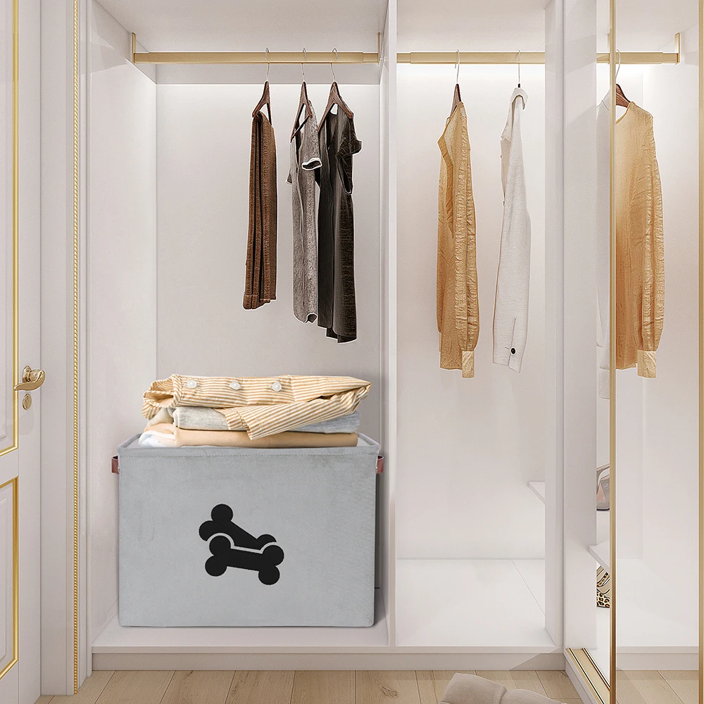 Cesta plegable de gran capacidad para almacenamiento de juguetes para perros, caja de almacenamiento de ropa para mascotas, patrón de dibujos animados con asa, organizador de artículos diversos para perros - imagen 4