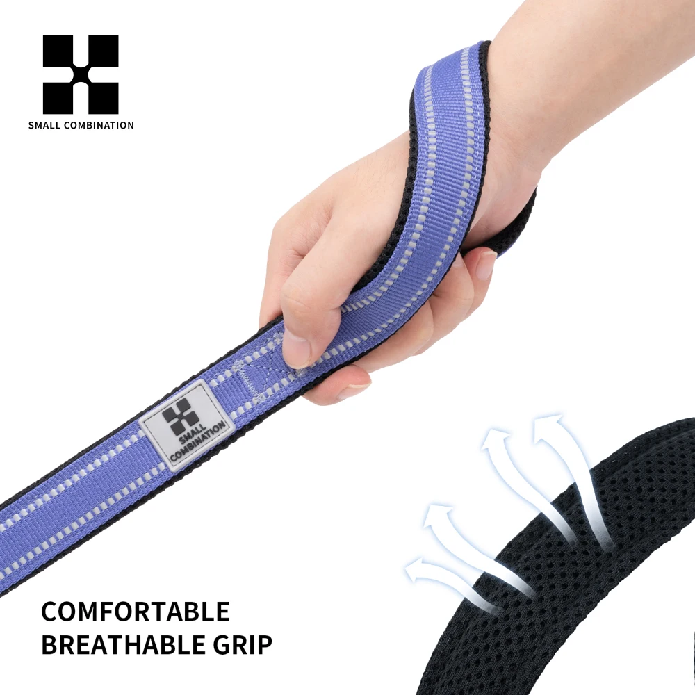 Correa para perros de combinación PEQUEÑA para perros pequeños, medianos y grandes, malla de nailon resistente, acolchada, reflectante, entrenamiento para caminar, correa para perros grandes - imagen 4