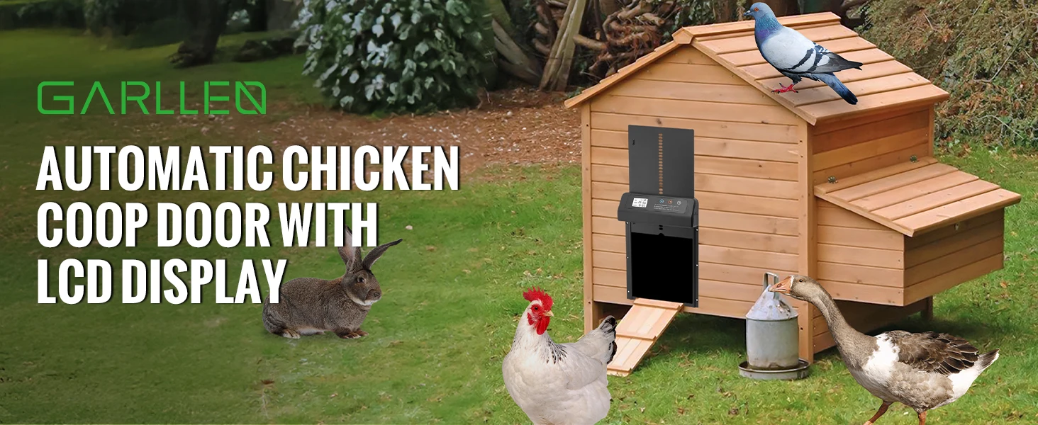 Puerta automática instalada en gallinero