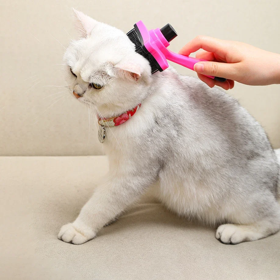 Cepillo para gatos, peine para mascotas, cepillo autolimpiante para quitar el pelo, cepillo de aseo, peine para desmatting de mascotas, peine de belleza para perros - imagen 5