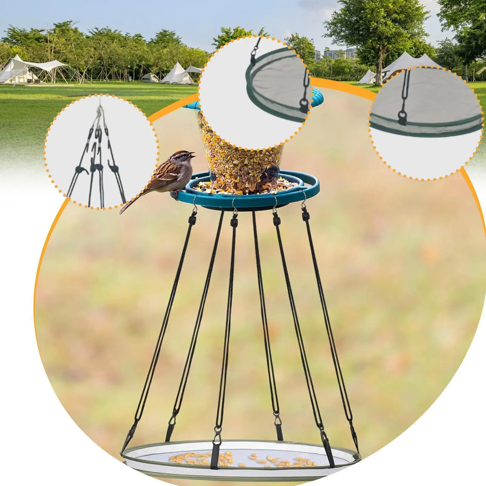 Bandeja receptora de cáscara de semillas de pájaro, accesorios de jardín para el hogar, patio trasero al aire libre - imagen 5