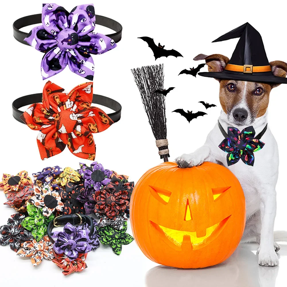 50 Uds pajaritas para perro para Halloween accesorios de Collar de perro extraíbles cráneo pajarita para mascotas corbatas para perros pequeños accesorios de aseo
