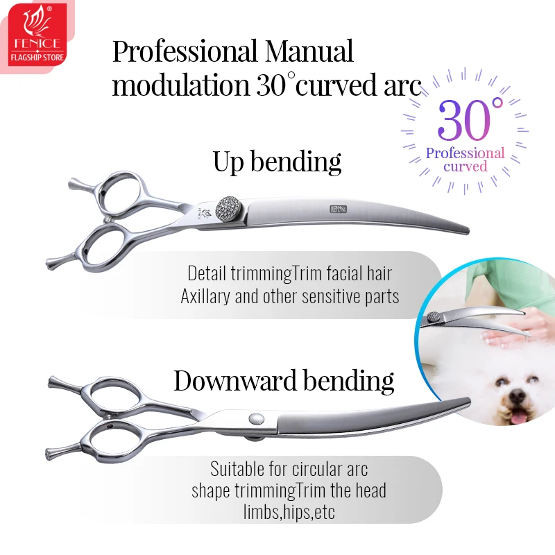 Fenice-Juego de tijeras de aseo para perros, tijeras rectas, más delgadas, curvadas y gruesas para mascotas, 6/6, 75/7/7, 5 pulgadas - imagen 5