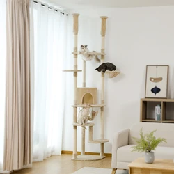 Árbol rascador para gatos – Torre piso a techo con hamaca acogedora