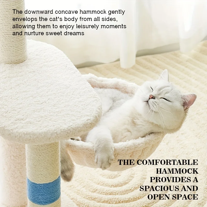 Árbol rascador terciopelo para gatos compacto con nido cálido y salto - imagen 3