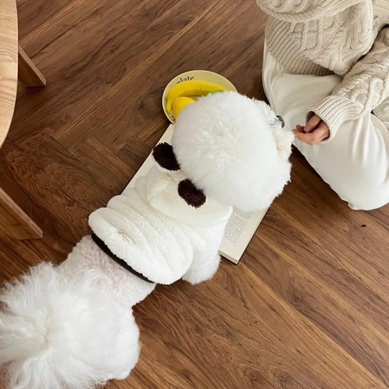 Ropa de alta calidad para otoño e invierno para mascotas, ropa cálida para gatos, abrigo con Orejas de conejo de peluche, suministros suaves y cálidos para mascotas, chaquetas para cachorros