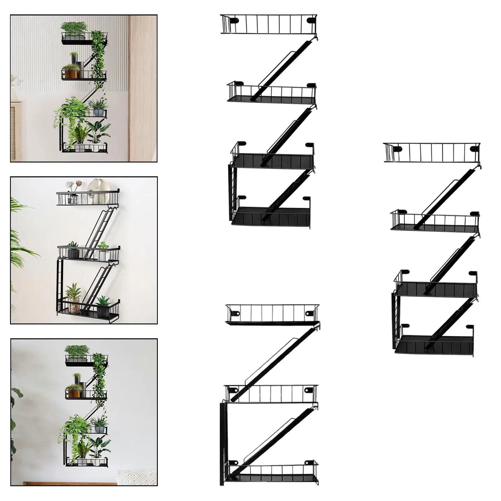 Estante de pared de Escape de fuego, artículos diversos modernos, arte del hierro, escalera, estante decorativo, estante flotante de pared, organizador, cocina, oficina, baño