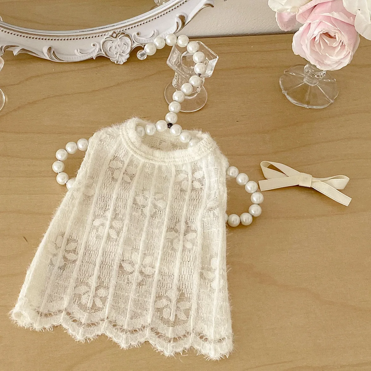 Conjunto falda floral princesa y top fino para perros pequeños y gatos - imagen 2