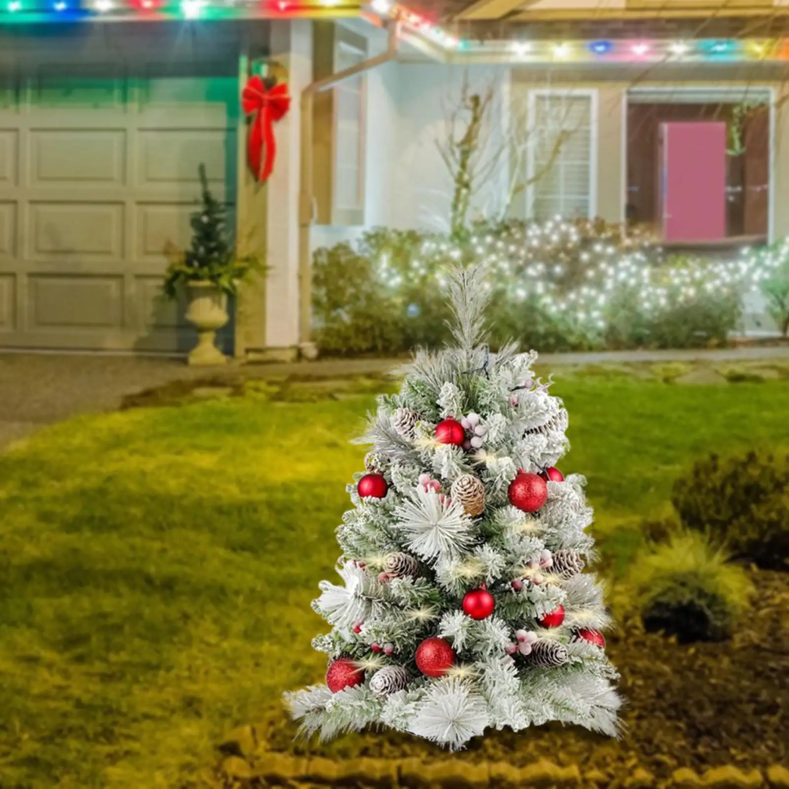 Artificial Tree with Lights Artificial Greenery Shrubs Realistic Bushes Plants for Yard Christmas
