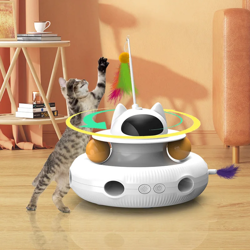 Juguete interactivo 4 en 1 para gatos, palo teaser inteligente para gatos, tocadiscos para mascotas, juguetes de entrenamiento para gatos, suministros para mascotas con carga Usb - imagen 4