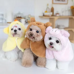 Traje Navidad capa felpa abrigo cálido divertido perros y gatos