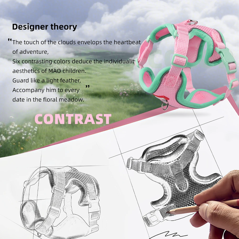 Arnés para perros reflectante transpirable, conjunto de correa para mascotas, suministros para caminar al aire libre para perros pequeños, Chihuahua Schnauzer, correa para el pecho para cachorros - imagen 5