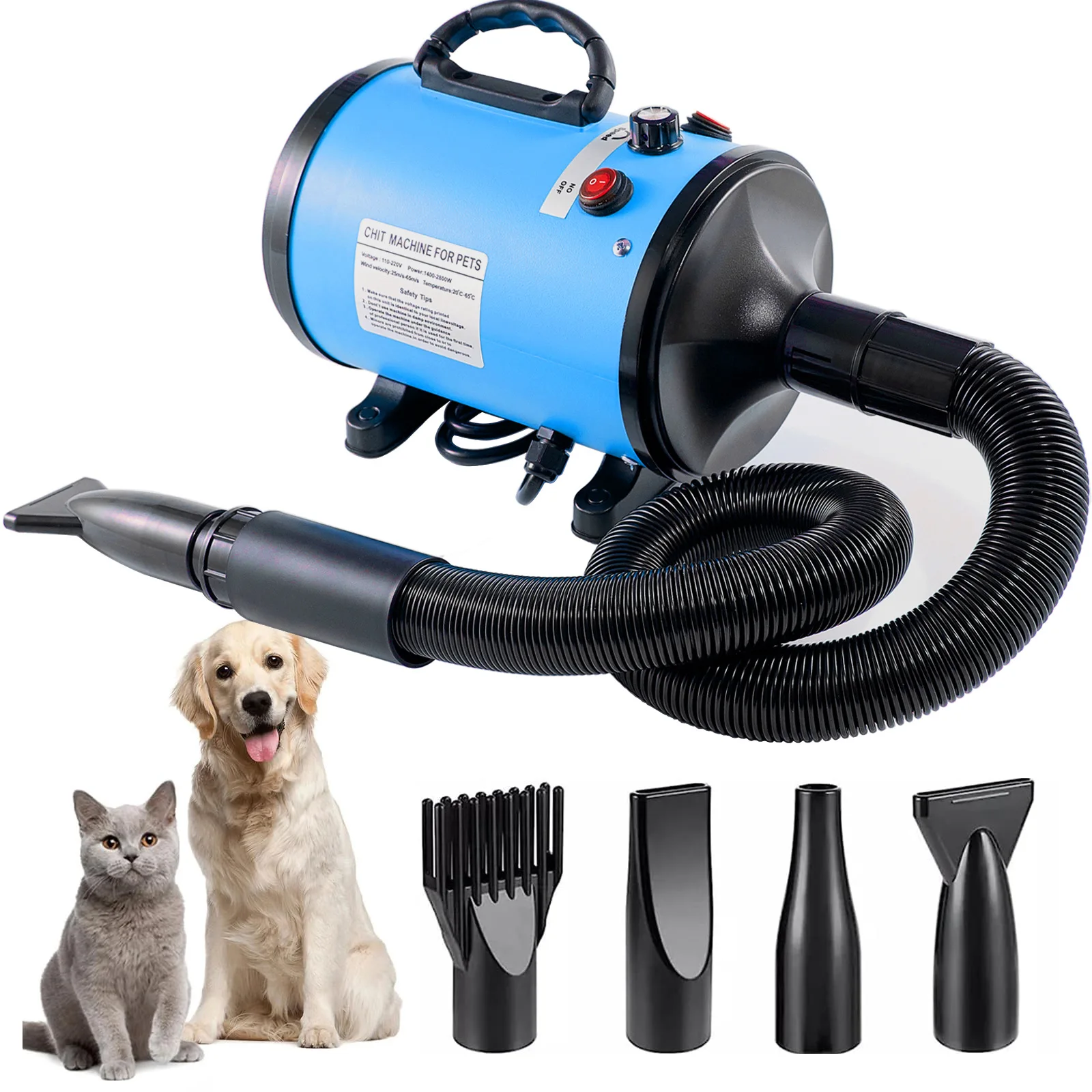 Secador de peluquería para mascotas de 2800W, velocidad ajustable, Control de temperatura, secador de pelo para perros, secado rápido, alta potencia, secador de pelo para baño de perros y gatos - imagen 4