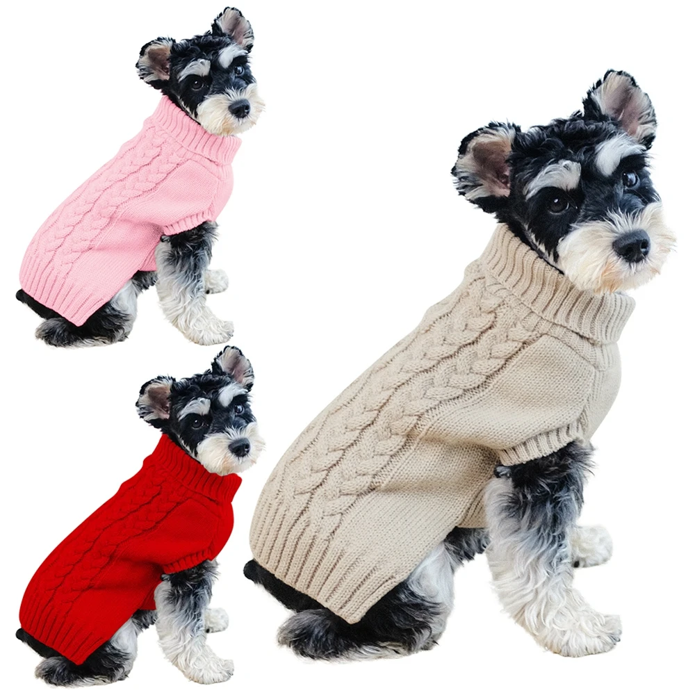 Ropa cálida de invierno para perros, suéter de Navidad para gatos, ropa de cuello alto para mascotas, abrigo de disfraz de punto para cachorros, ropa para mascotas pequeñas - imagen 2