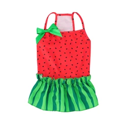 Vestido verano sandía con lazo para perros pequeños