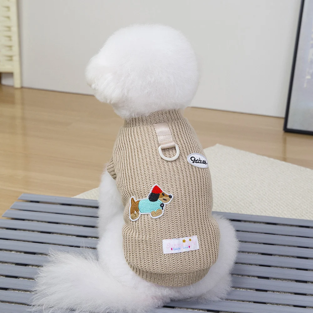 Camisas para perros pequeños, suéter para mascotas con anillo en D, camisetas, sudaderas ligeras, camiseta sin mangas para Teddy Bichon Schnauzer - imagen 4