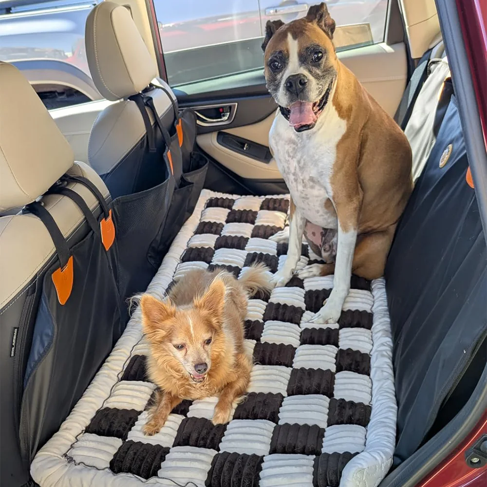 Estera de cama para perros a cuadros de felpa, almohadilla suave lavable para mascotas para uso en interiores y automóviles, cómodo cojín para dormir para perros pequeños y grandes