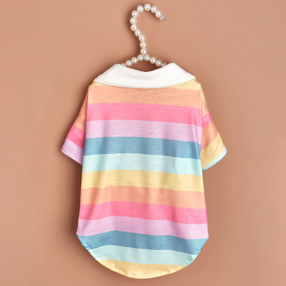 Polo deportivo a rayas para cachorros, ropa para mascotas de primavera y otoño para perros pequeños, jerséis de Bichon maltés Schnauzer, ropa para mascotas - imagen 5