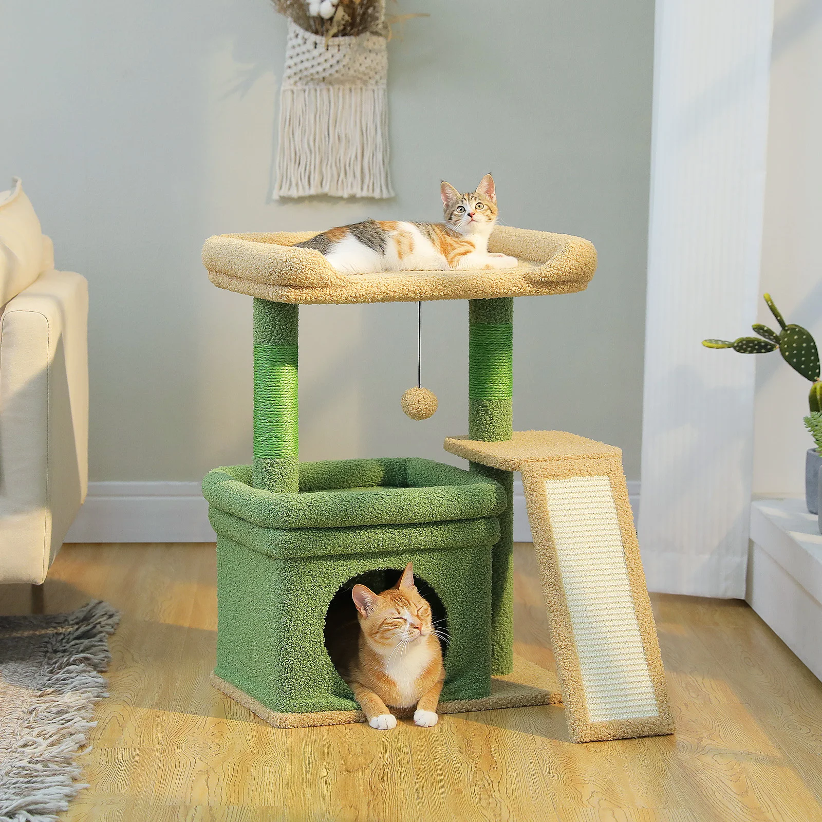 Árbol de interior para gatos con plataforma, condo y rascador de sisal - imagen 3