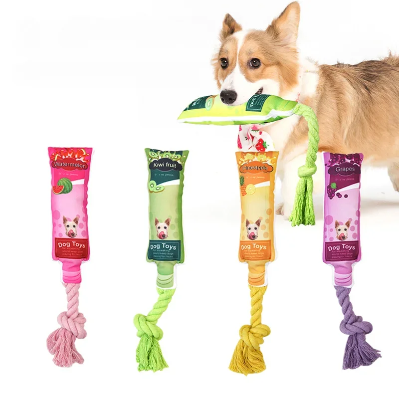 Juguete de sonido simulado de piña y sandía para perro, nudo resistente a la molienda de dientes, suministros para mascotas