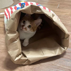 Dispensador de papel Kraft con palomitas – Juguete interactivo para gatos y perros