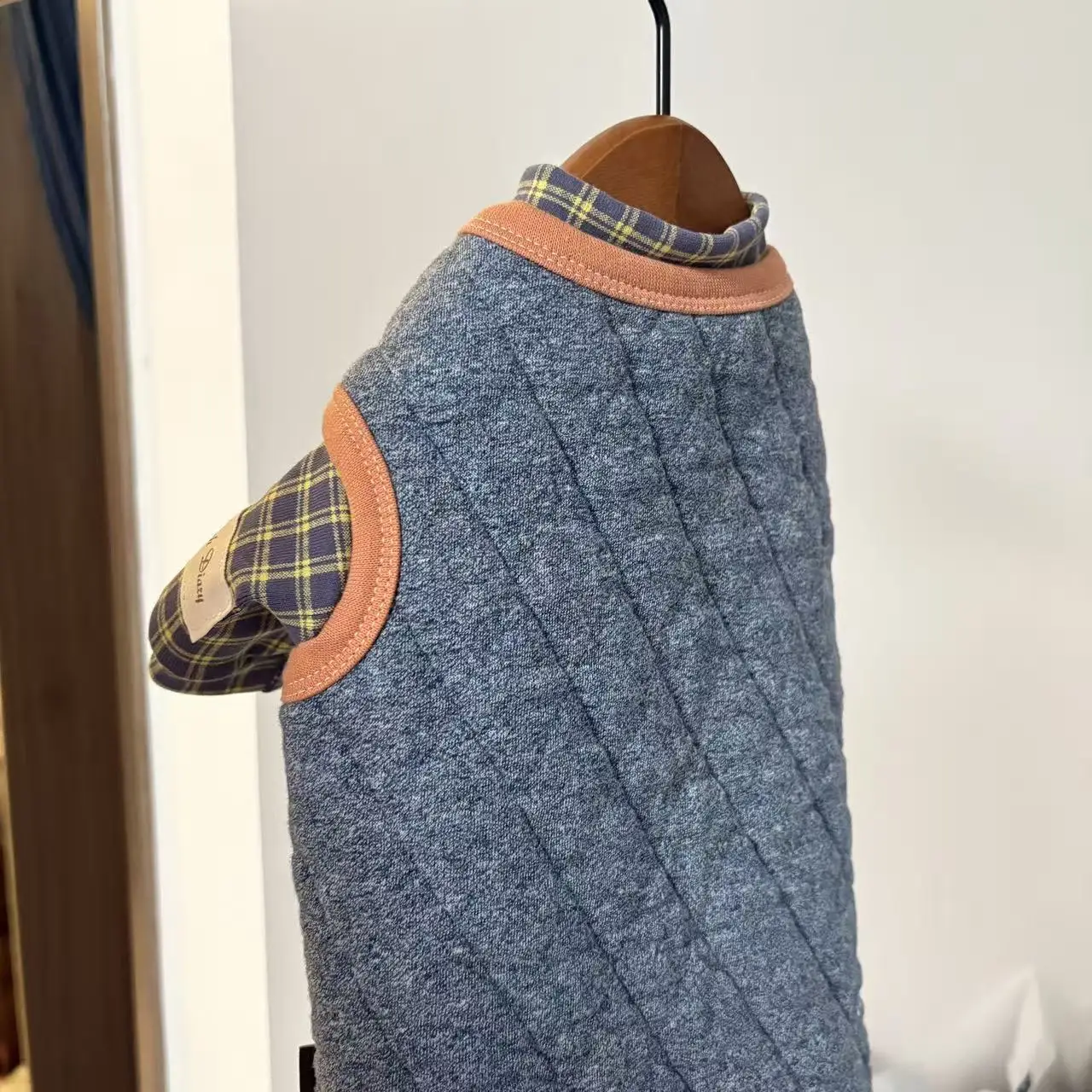 Pijamas de algodón a cuadros azules para el pelo, chaqueta de algodón suave para gato en invierno, chaleco para gato Sphynx, traje cálido de moda para Devon Rex - imagen 4