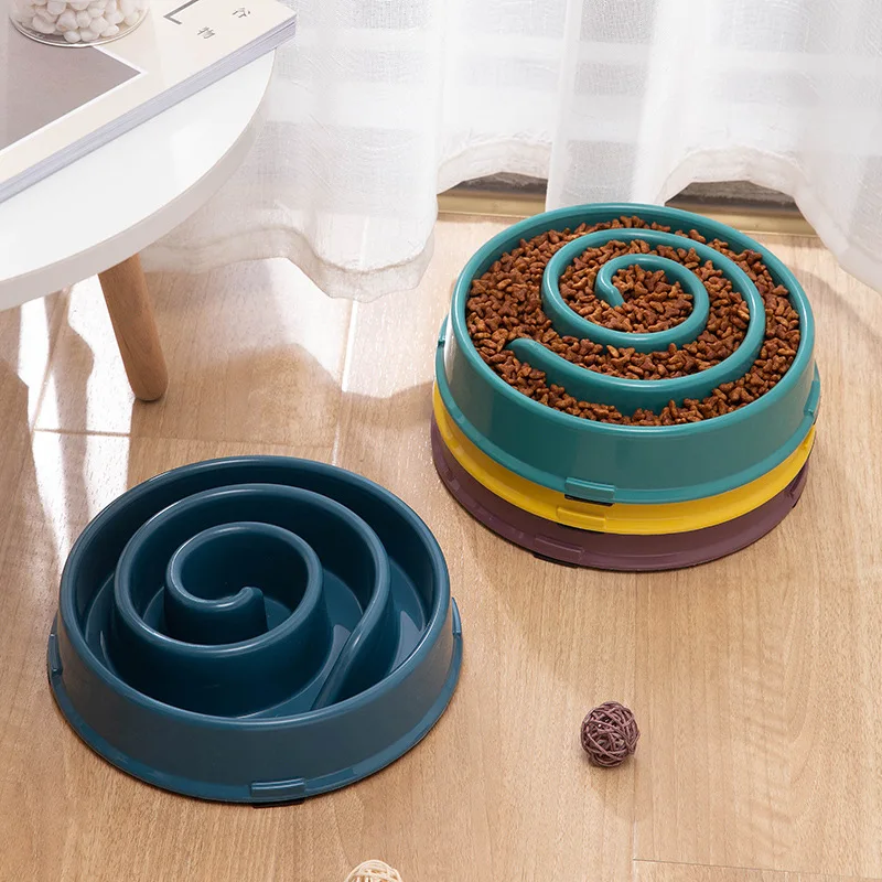 Cuenco de alimentación lenta para mascotas con forma de remolino para perros y gatos, plato de comida antideslizante resistente a mordeduras no tóxico con columnas elevadas - imagen 2