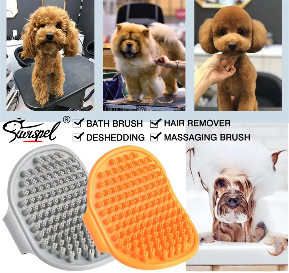 Cepillo de aseo para perros, cepillos de baño para champú para mascotas con mango ajustable para masaje, desprendimiento, perros de pelo largo y corto, cachorros y gatos - imagen 3