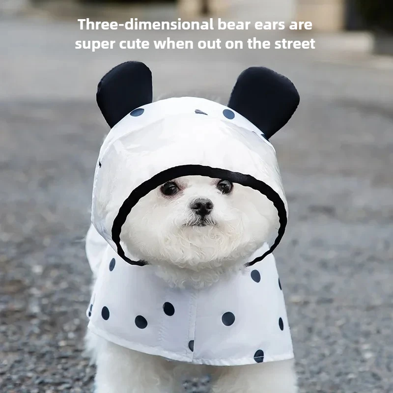 Chubasquero para perro de temporada lluviosa con lunares, Poncho transparente para perros medianos y pequeños, Poncho de viaje para el día lluvioso de verano, ropa para mascotas