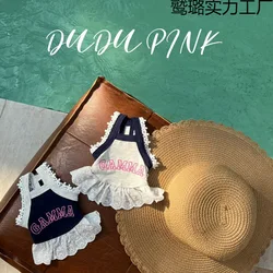 Lindo encaje maltés verano Sling mascota estampado de letras chaleco para cachorros perro pequeño y mediano Linda camiseta patrón de dibujos animados ropa para perros