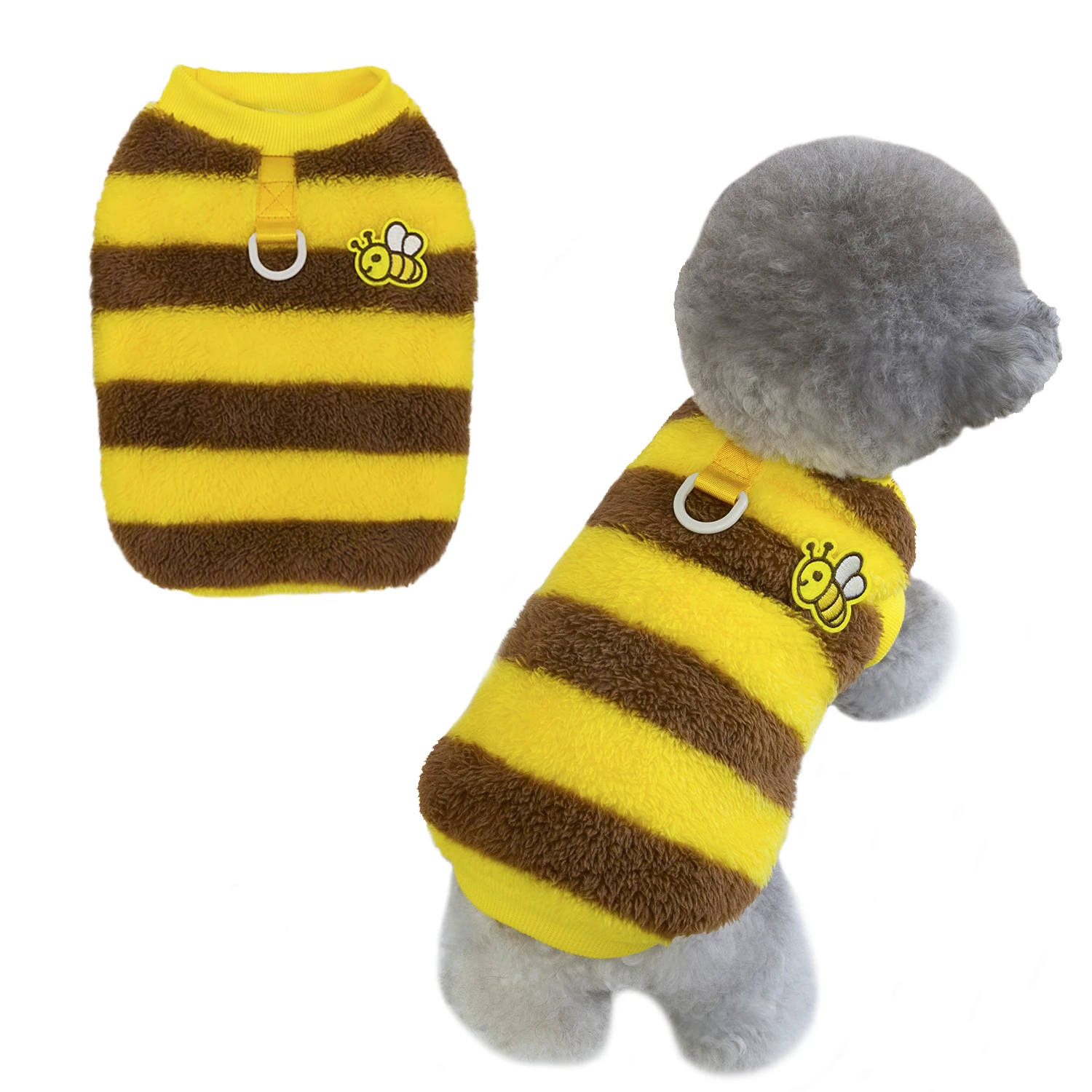 Fleece Dog Sweater Cute Stripe Bee Costume Puppy Pullover Coat Winter dog clothes for Small Dogs